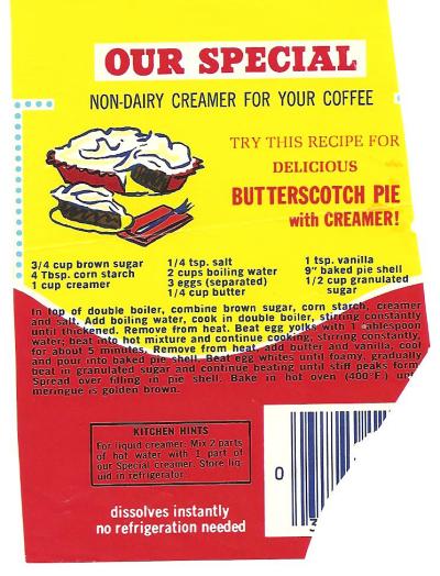 RE: Butterscotch Pie Using Coffee Creamer