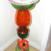 Photo of finished birdbath made from glass