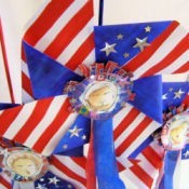 Closeup of three finished pinwheels