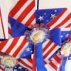 Closeup of three finished pinwheels