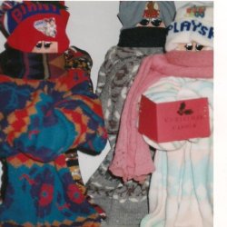 closeup of two adult carolers