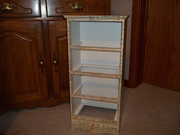 chest without drawers after music has been glued on top and sides