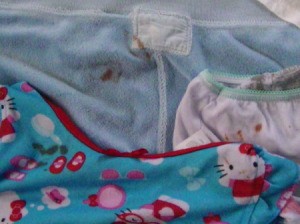 Hello Kitty clothing with lipstick stains.