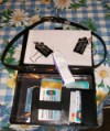 Planner, belt, binder clips, and glue 
