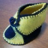 finished blue and yellow bootie
