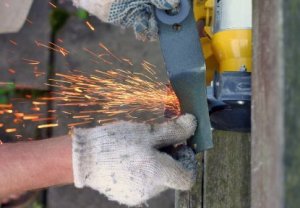 Lawn Mower blade being sharpened
