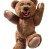 Teddy bear seemingly leaping for joy.