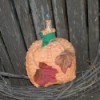 Fabric Pumpkin Light with Autumn Leaves. 
