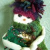 Closeup of face of snowman plant stake