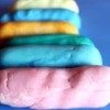 Rolls of colorful homemade playdough