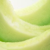 Slices of honeydew melon.