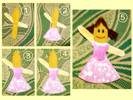 popsicle stick doll making steps of sister card