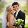 Bride and groom standing together.