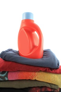 Generic Laundry Detergent on Top of Folded Clothes