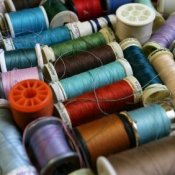Clutter of sewing thread.