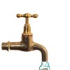 Photo of faucet pouring money.