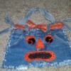 Finished Halloween jean bag, complete with face and belt. 