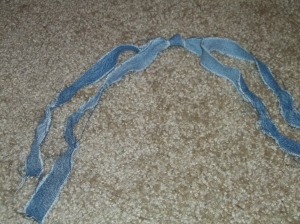 Strips of jean fabric.