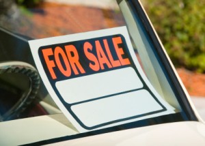 Buying a Cheap Car for First Time Driver, For Sale sign in Window of Used Car