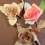 Photo of three paper roses.