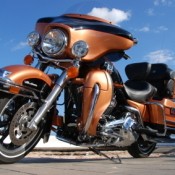 A new Harley Davidson motorcycle.