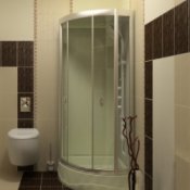 Glass shower enclosure.