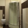 Glass shower enclosure.