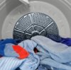 Clothes inside a clothes dryer.