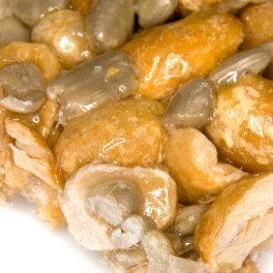 Up close photo of a granola bar.
