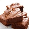 Stack of five perfect brownies.