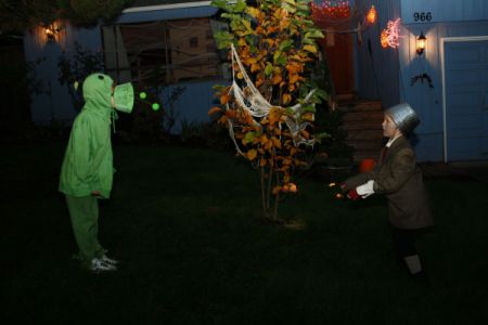 Boys Playing Plants Vs Zombies in Front Yard