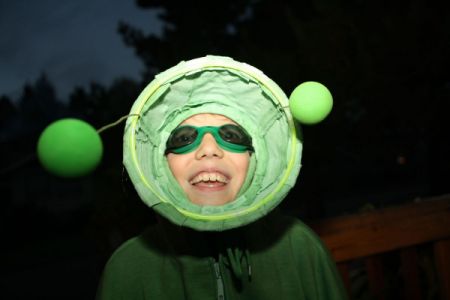 Closeup of Boy in Plant Costume