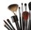 A selection of brushes used to apply makeup.