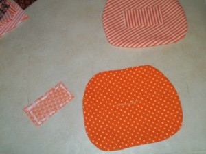 Patch with glue applied ready to cover the slit in back of the pumpkin.
