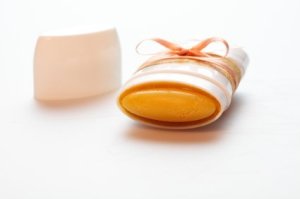 Homemade Deodorant with Ribbon Wrapped Around it