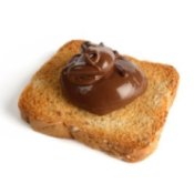 Dollop of creamy chocolate on toast.