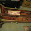 Old trombone in case.