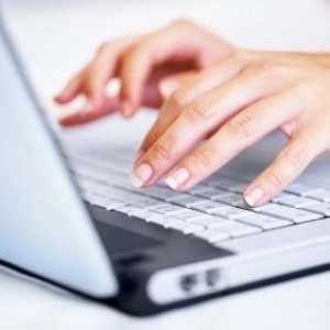 An upclose photo of a laptop keyboard.