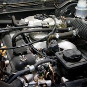 A dirty car engine.