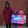 Two Little Girls in Nerds Box Costume Next to Wonka