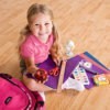 Photo of a child getting ready for school.