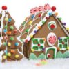 Making a Gingerbread House, A gingerbread house and tree.