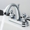 A clean bathroom faucet.