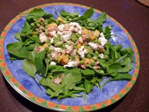 large Goat Cheese and Bacon Salad on a Plate