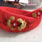 Decorative lace wrapped headband and bangle.