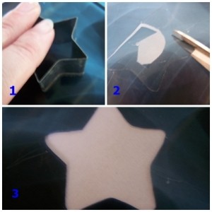 Make a stencil, trace design and cut out.