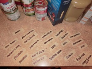 Labels made for each type of food.