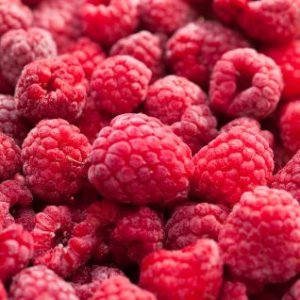 A pile of fresh raspberries.