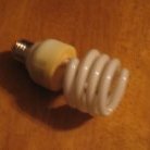 Florescent light bulb on table