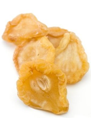 A small pile of dried pears